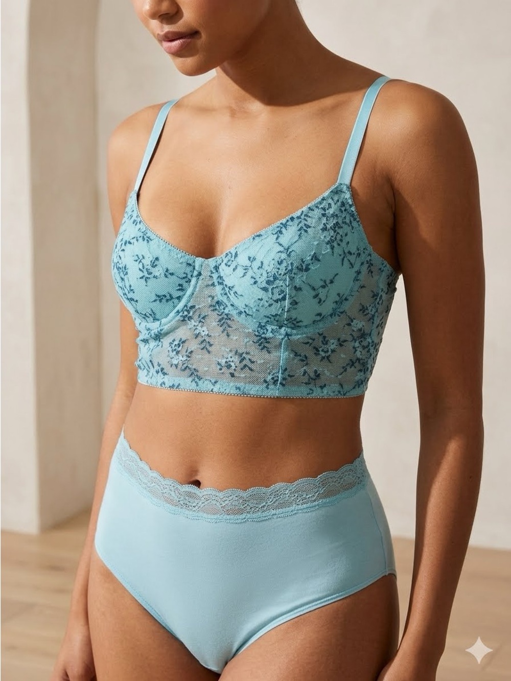 Tillys Full Tilt Blue Two-Tone Lace Bralette